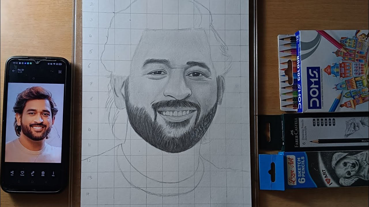 Pencil Sketch of Mahender Singh Dhoni tutorial part-2. 
