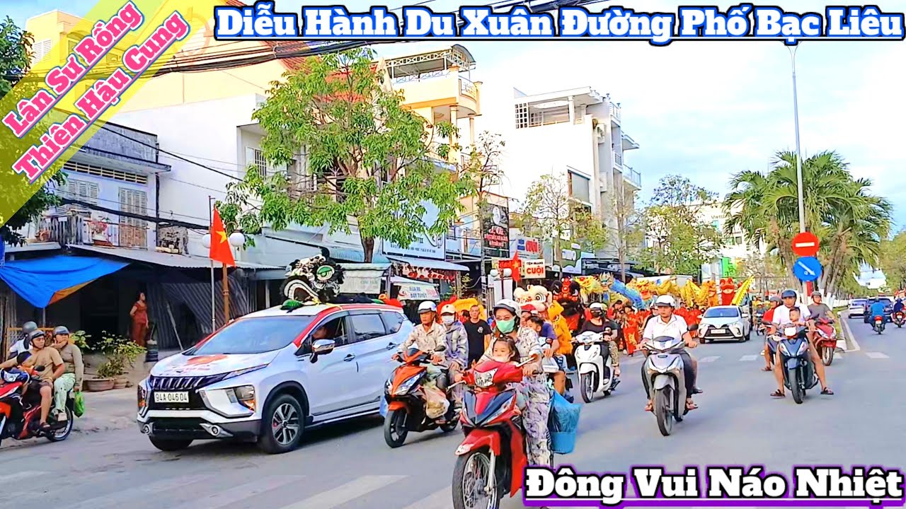 Lân sư rồng Thiên Hậu Cung diễu hành du Xuân đại náo đường phố Bạc Liêu 2026