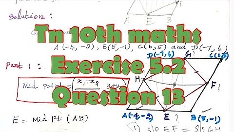 Tn 10th maths exercise 5.2 question 13/ show that midpoints of a quadrilateral form a parallelogram