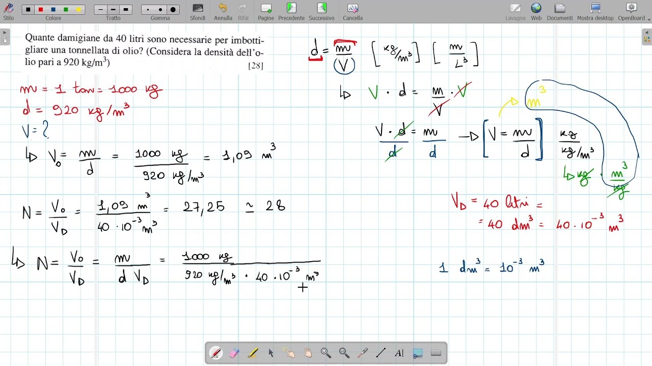 Problema di fisica sulla notazione scientifica, sulle equivalenze e sulla densità.
