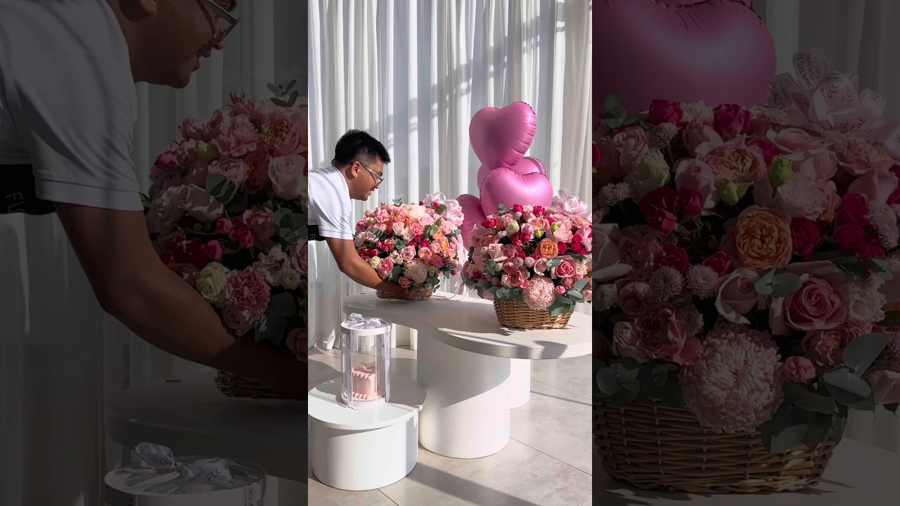 A basket of pink florals, a gift of affection 🌸 