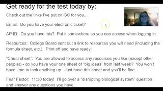 AP Bio test day reminders and good luck!