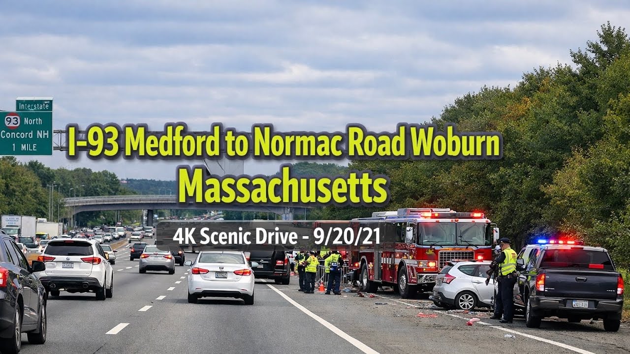 🚖 I-93 Medford to Normac Road Woburn Massachusetts | 4K  Scenic Drive - 9/20/21