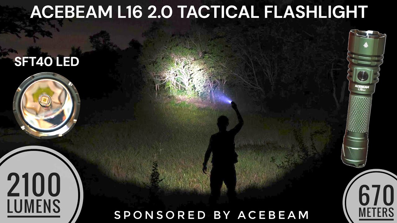 Acebeam L16 2.0 Powerful Tactical Flashlight, SFT40, 2100 lm, 670 meters