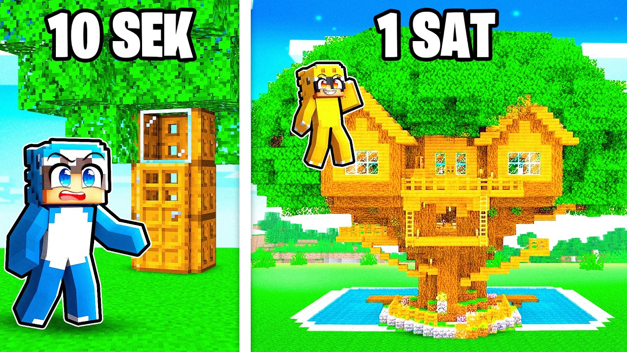 10 SEKUNDI vs 1 SAT KUĆICA NA DRVETU IZAZOV GRADNJE