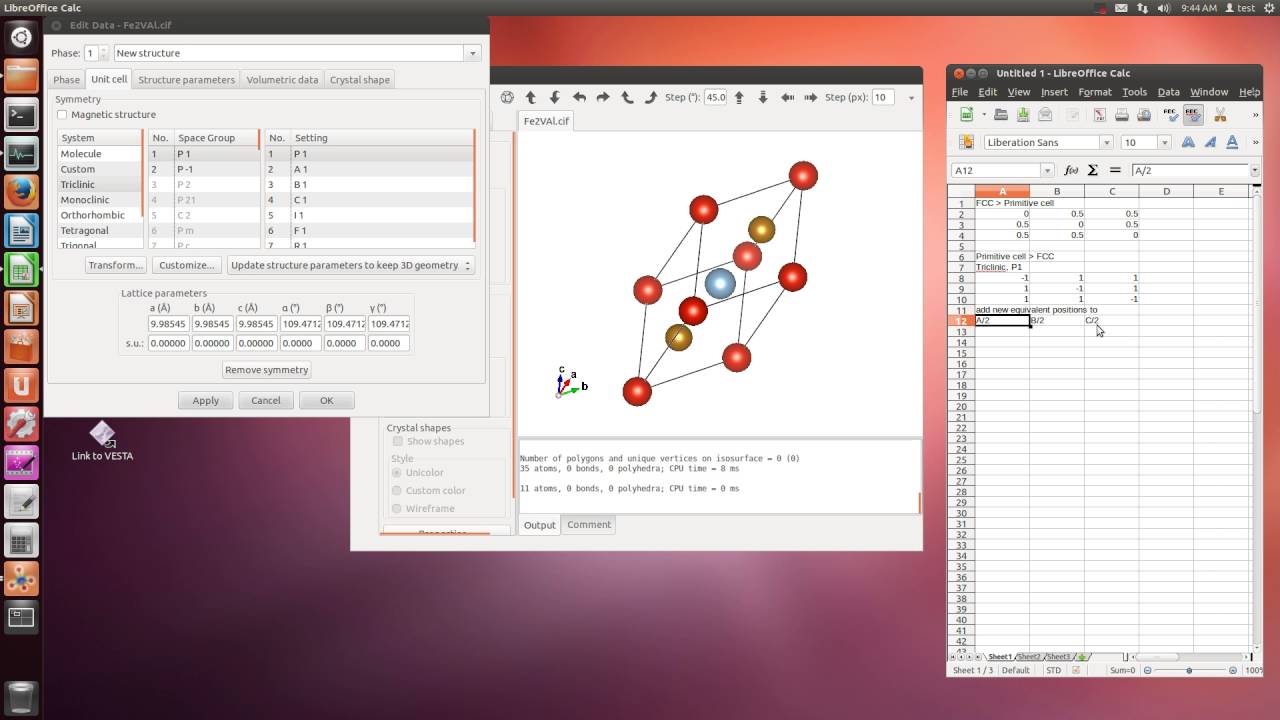 VESTA (convert primitive cell to conventional cell)