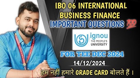 IBO 06 🔥 Master IBO-06: Important Questions for TEE Dec 2024 🔥