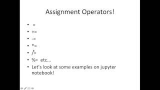Assignment Operators   Overview