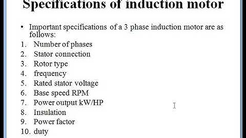 Specifications of Induction Motor