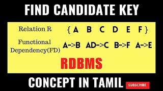how to find candidate key in Tamil |Functional dependency| RDBMS|Concept for tamil|pridetech
