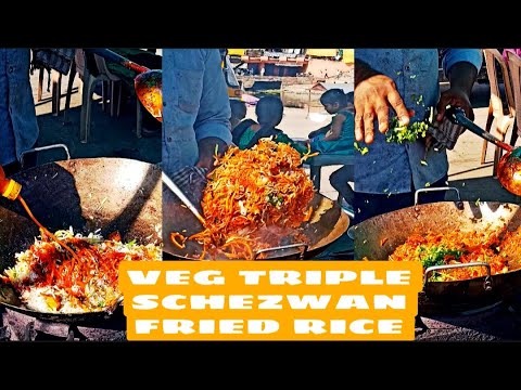 Veg Triple Schezwan Fried Rice Recipe | Restaurant Style Recipe ...
