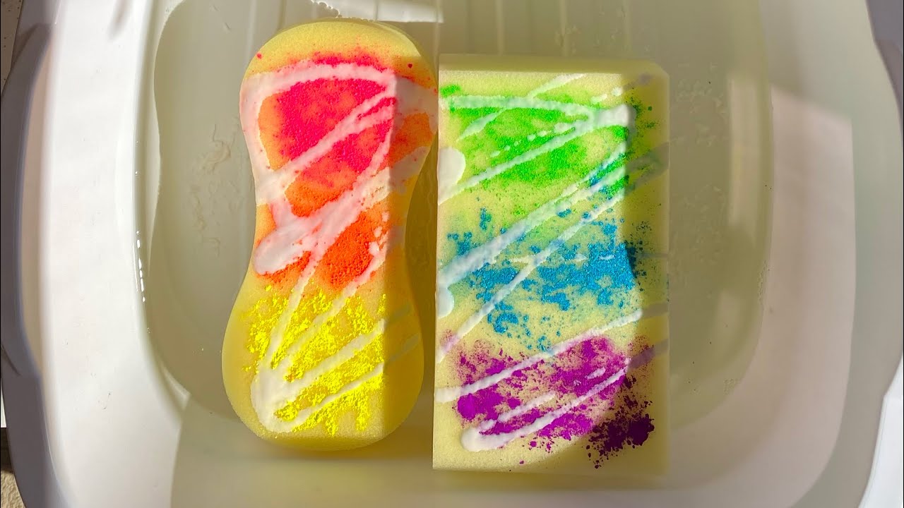 ASMR big car sponge soapy ripping + squeezing - crispy + soft foam sounds