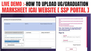 live Demo:- How to Upload Ug Marksheet in ICAI Portal | How to upload Graduation marksheet in SSP