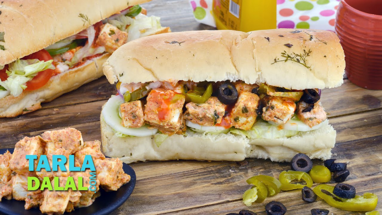 Paneer Tikka Sub Sandwich/ Famous Popular Paneer Tikka Subway Recipe by