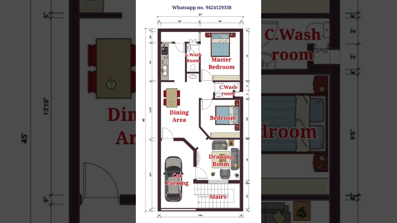 21×45 House Plan || 21×45 House Design || 21×45 Floor Plan || 