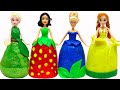 アナと雪の女王とプリンセス キラキラ フルーツドレスに変身❤DIY ねんどの手作り衣装 お姫様 エルサ 白雪姫 シンデレラ ✨ Clay DIY Dress 人形 アニメ