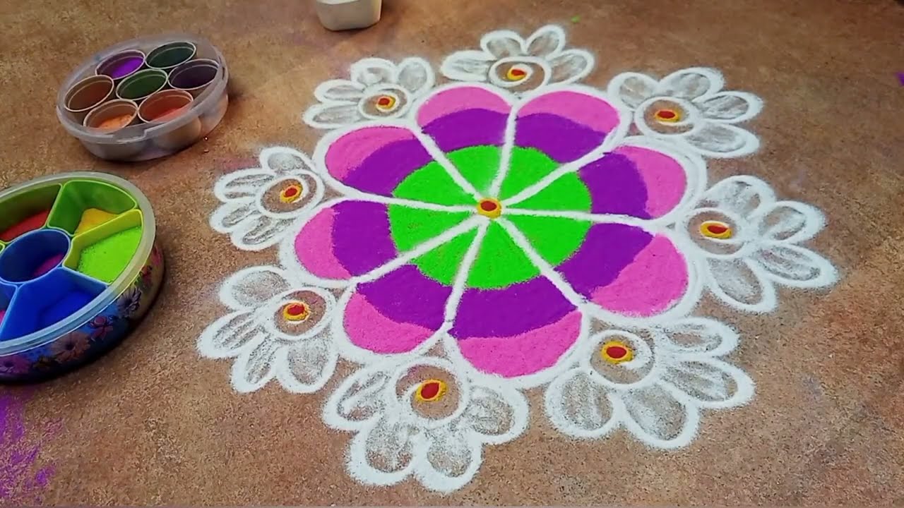 3d kolam designs with dot's easy steps @dailyKolam-777 