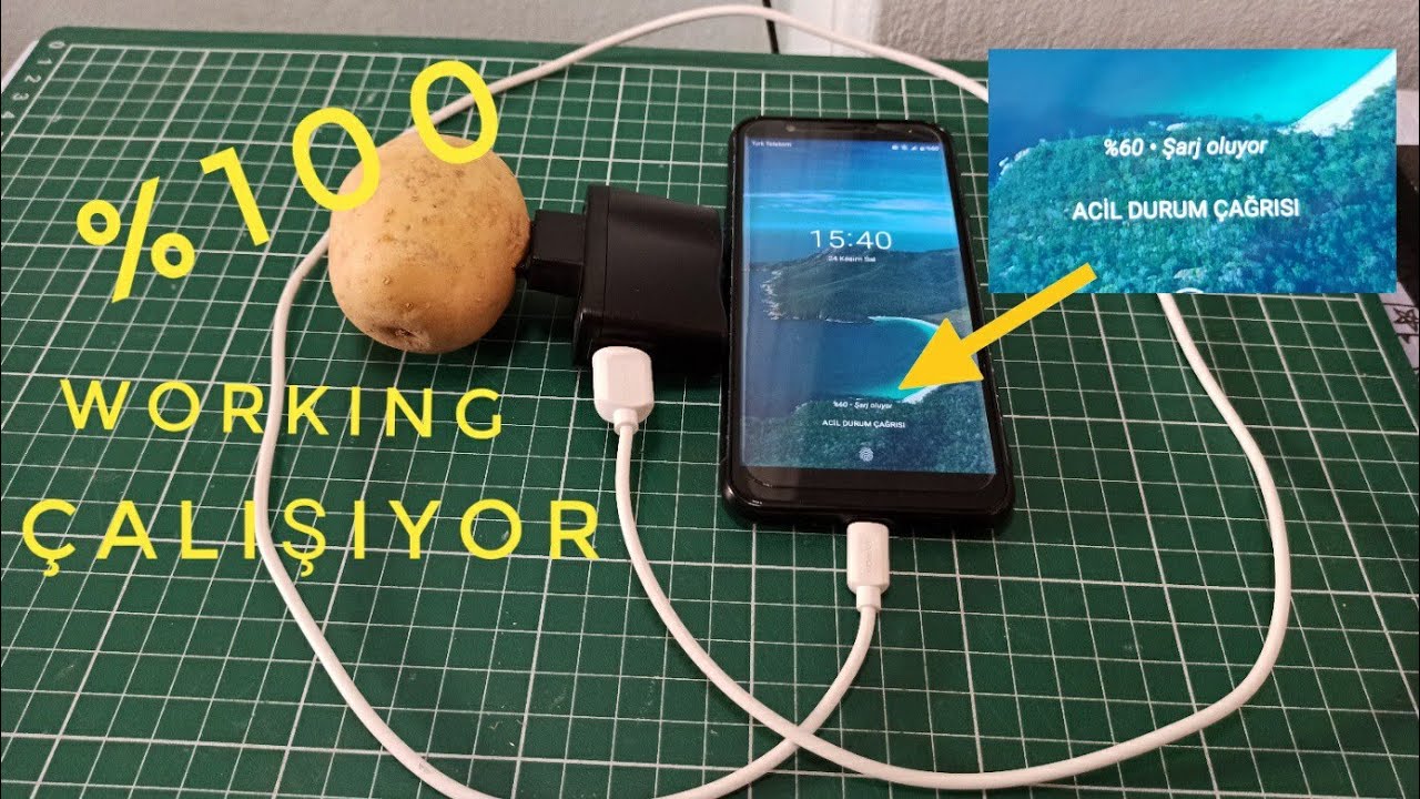 Patatesle telefon şarj etme \ gerçekten çalışıyor ama nasıl? \ How to