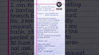 Application for bank statement | Bank statement application | bank application letter hindi |