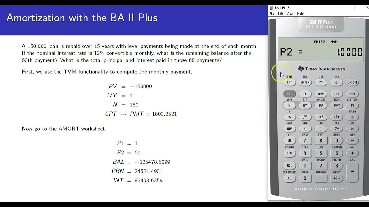 Amortization Worksheet on BA II Plus YouTube