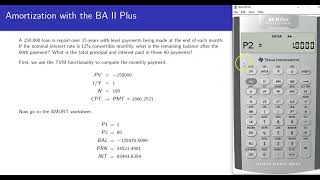 Amortization Worksheet on BA II Plus