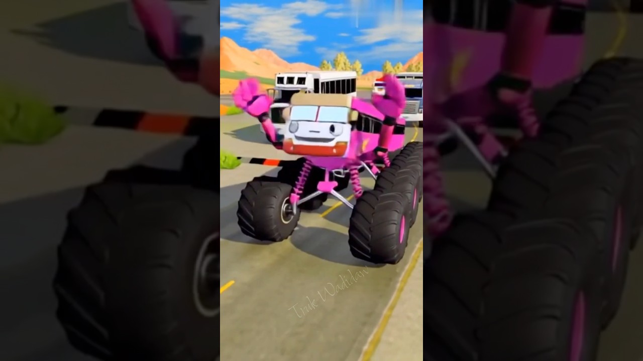 Flying cars ,bus  Tayo Dance and trucks vs Speed Bumps 