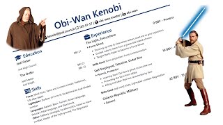 Celebrity Creating Obi-Wan Kenobi's Resume using HTML, CSS, Bootstrap, Font awesome Profile