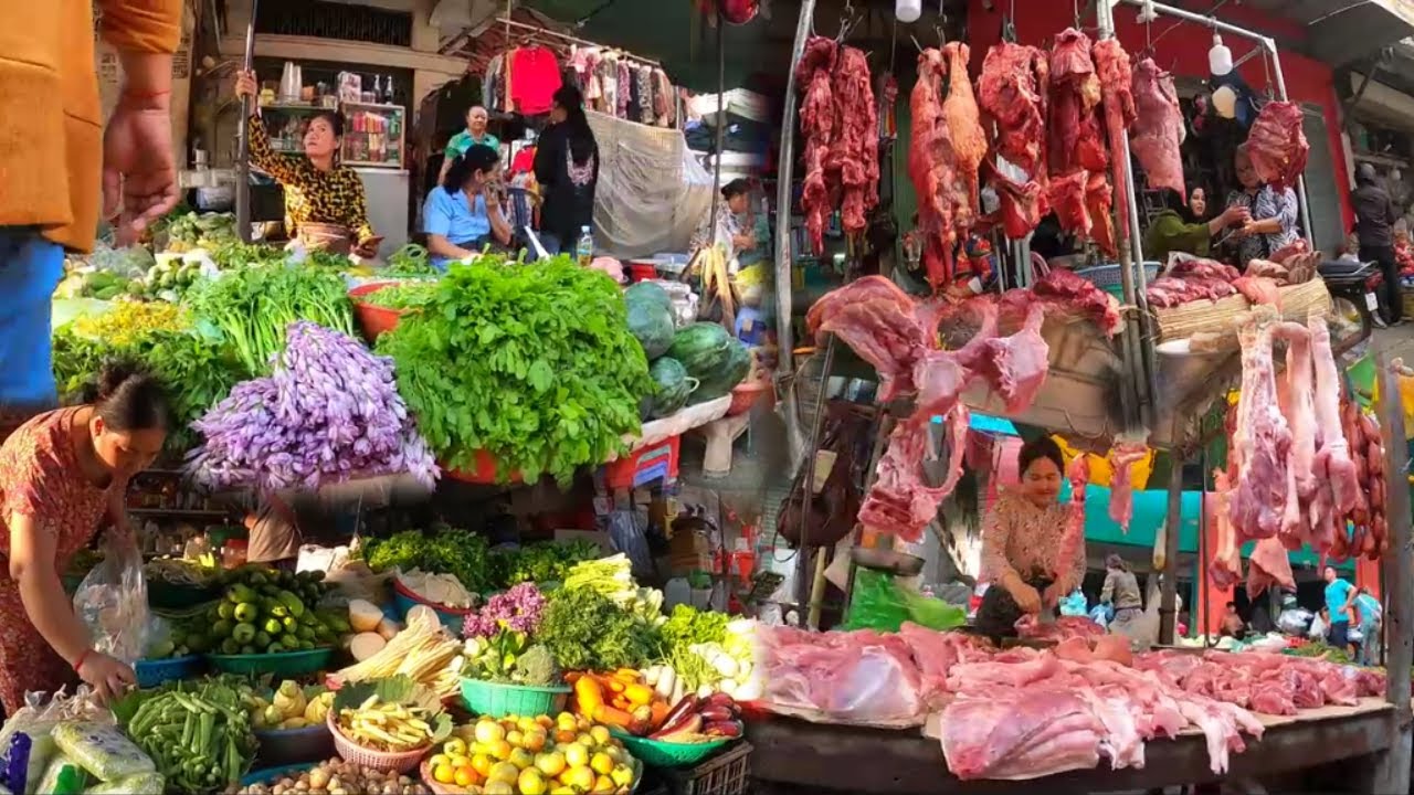 Market Compilation Cambodian Routine Fresh Vegetable & Fish Market Compilation - Best ...