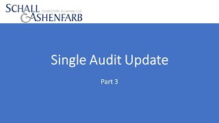 Single Audit Update part 3