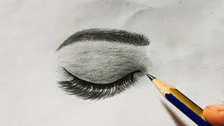 أسهل طريقة لرسم عين مغلقة بواقعة /رسم سهل /Drawing Hyper Realistic Closed Eye / shorts