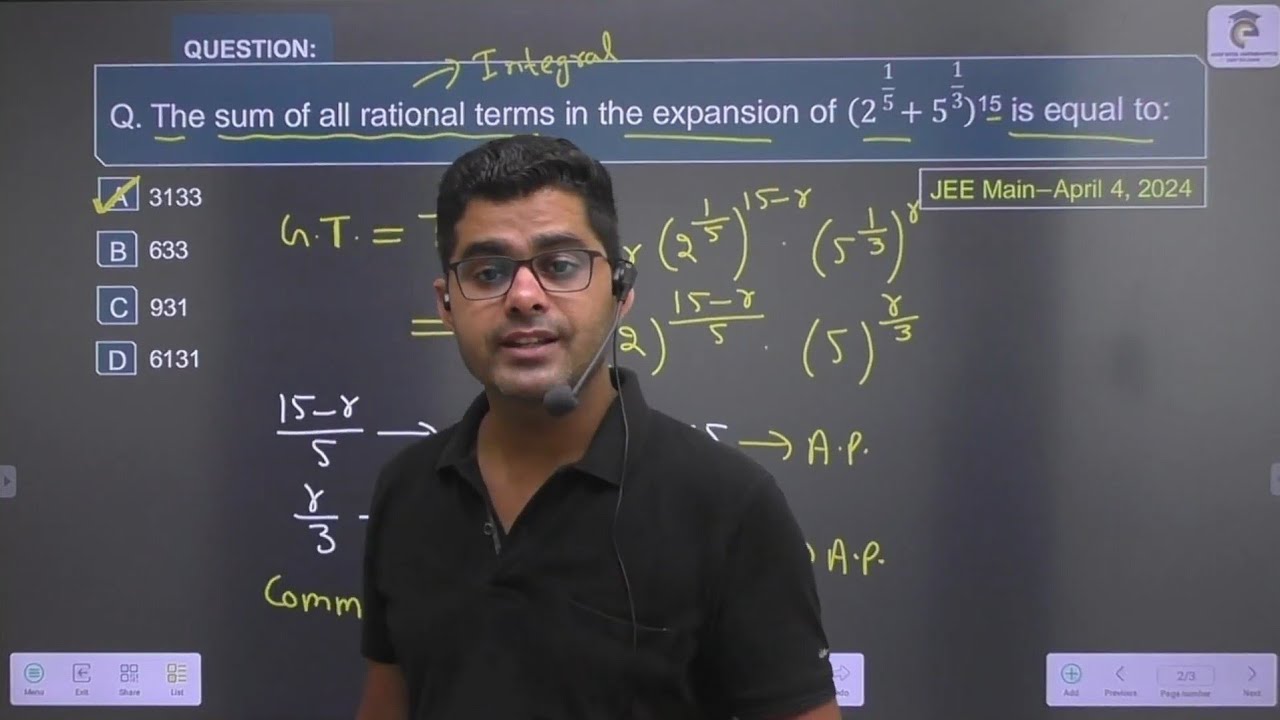 JEE Main 2024 PYQ Binomial Theorem BT 4 JEE Mains Advanced Jee main 2024 pyq binomial theorem bt 4 jee mains advanced