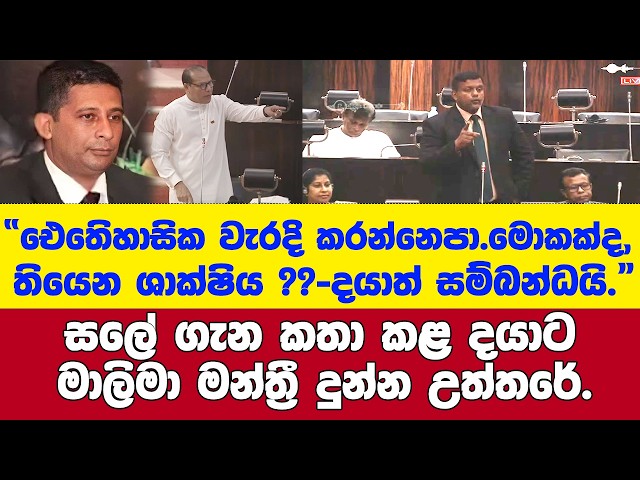 "මේ විමර්ශනේ දයාටත් හානියක් කරනවාමයි." -සලේ ගැන සැර ප්‍රකාශයක් කළ දායාට මාලිමා මන්ත්‍රී දුන්න උත්තරේ