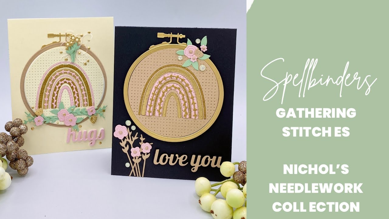 Textured Inlays with Gathering Stitches from Spellbinders’ Nichol’s Needlework Collection