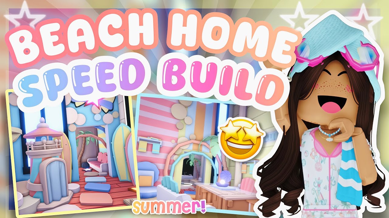 PREPPY BEACH HOME SPEED BUILD IN ADOPTME 🏖️🍦#roblox #adoptme #adoptmebuilds #summer #trending #fyp