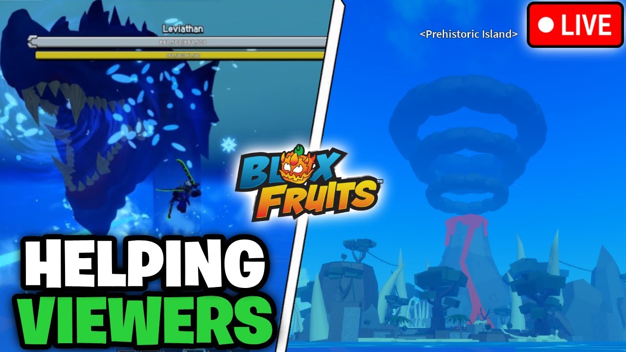 LIVE BLOX FRUITS LEVIATHAN HUNTING/PREHISTORIC WITH VIEWERS! CONTROL UPDATE BLOX FRUITS GIVEAWAY