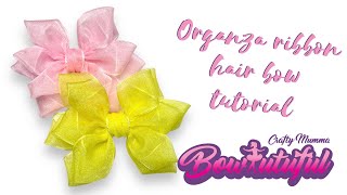 Organza ribbon handmade hair bow tutorial • diy hair clips • how to make hair bows •laço