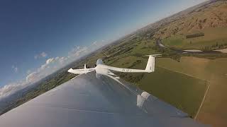DG1000 glider winch launch - wingtip view