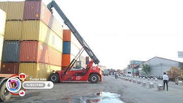 Kalmar Reach stacker with a tilting spreader for container handling