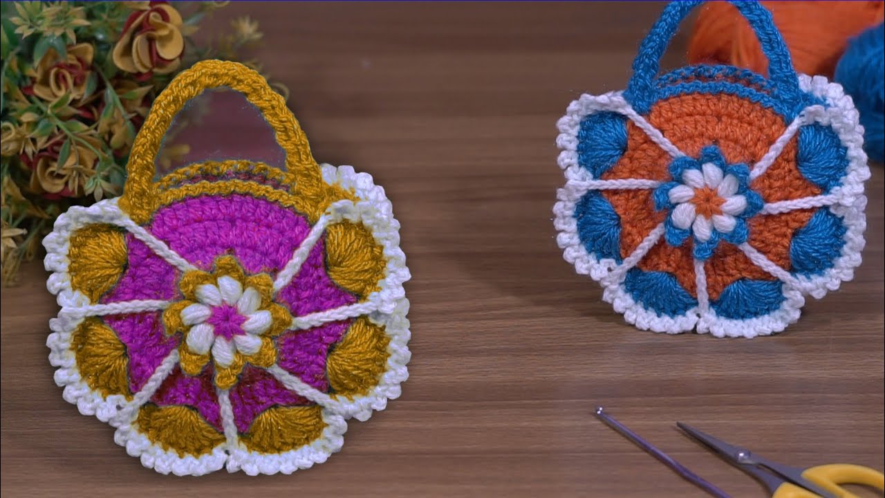 How to make a bag #crochet purse #knitting handbag #woolen craft #easy and simple #örgü model