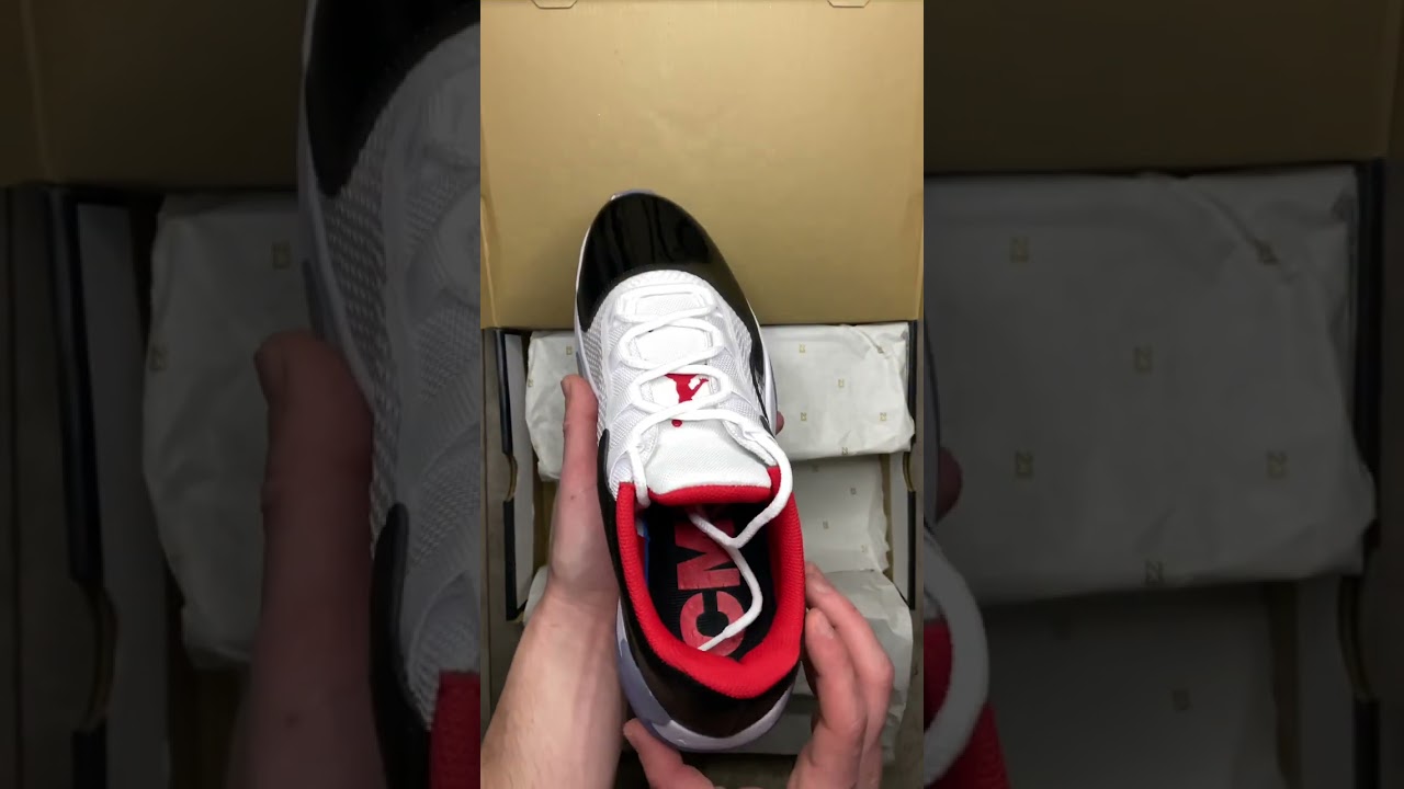 Распаковка Jordan 11 Low CMFT White University Red Black