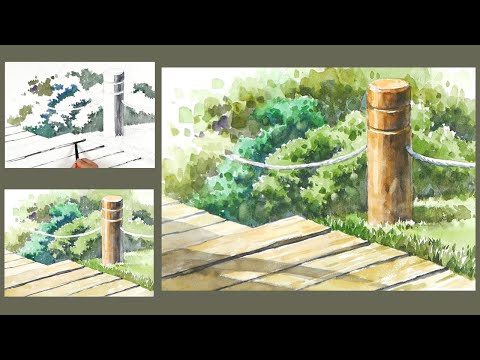 <strong>Basic</strong> Landscape Watercolor - at the <strong>park</strong> (sketch &amp;amp; color mixing) NAMIL ART