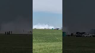 A airplane doing a burn out at the Dayton Ohio airshow