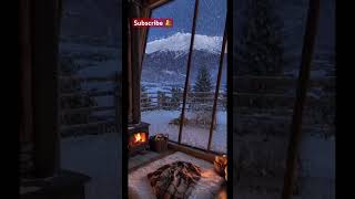 Cozy vibes on snowy mountain night #cozycabin #FireRelax-Cracking