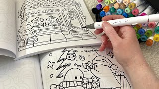 ASMR Color With Me | Two Holiday Coloring Pages (whispered, marker sounds)