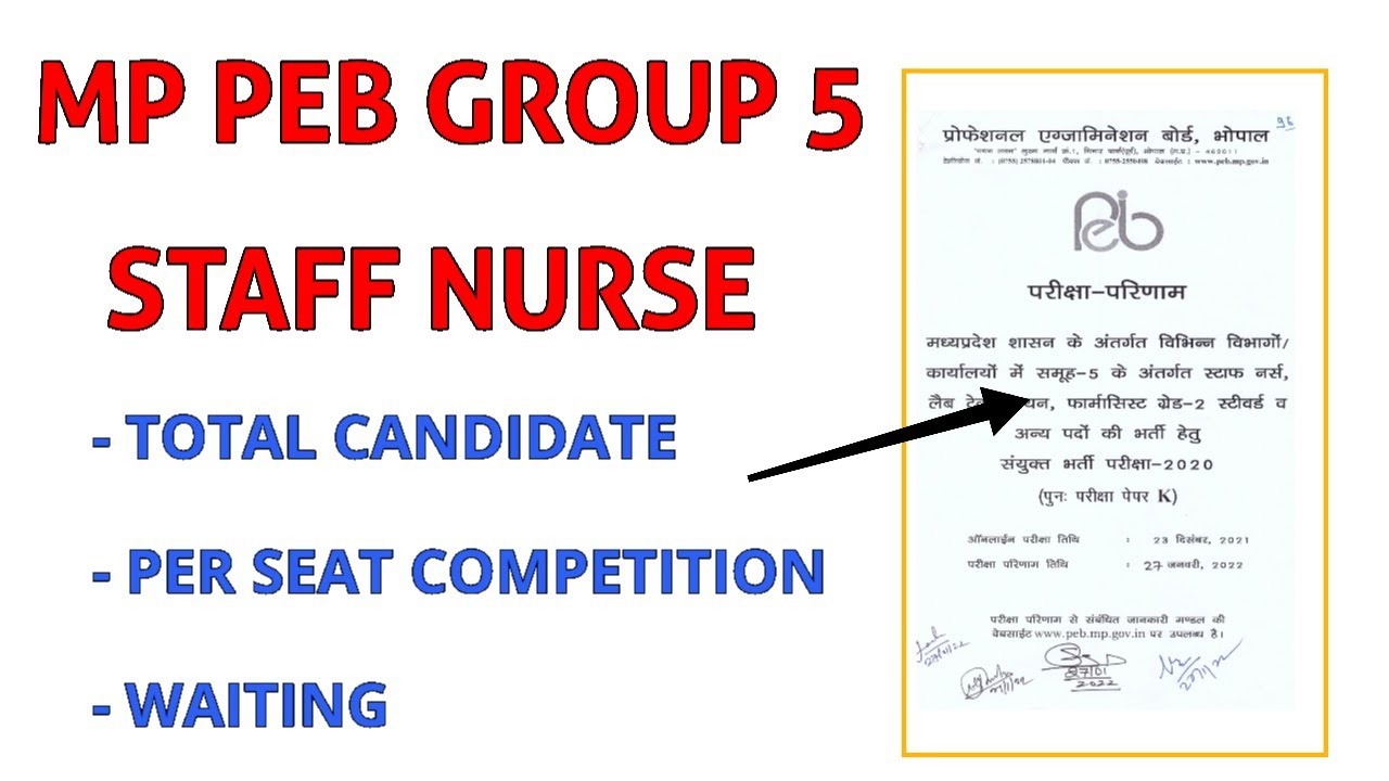 MPPEB GROUP 5 - STAFF NURSE - RE-EXAM RESULT - TOTAL CANDIDATE + PER SEAT COMPETITION + WAITING
