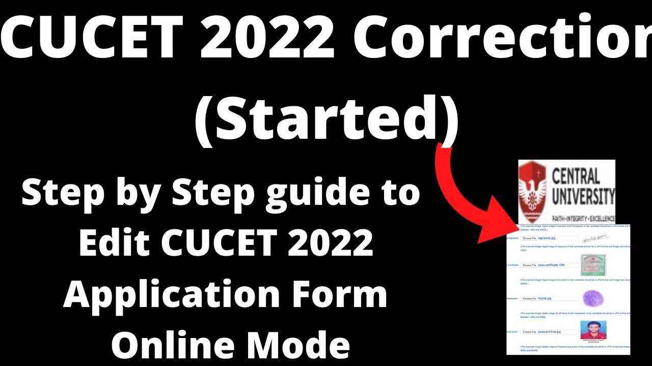 CUCET 2022 Correction (Started) - How to Edit CUCET 2022 Application Form Online Mode