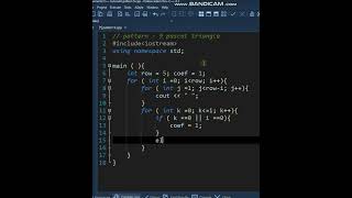 Pascal's triangle using C++, pattern -9 , #shorts #coding #patterns