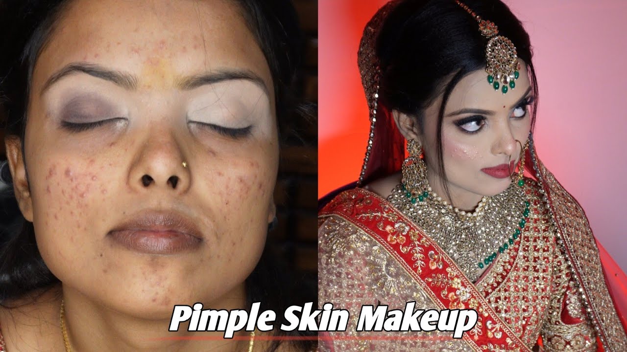 Bridal makeup tutorial for Acne prone skin Glittery eyemakeup 2023