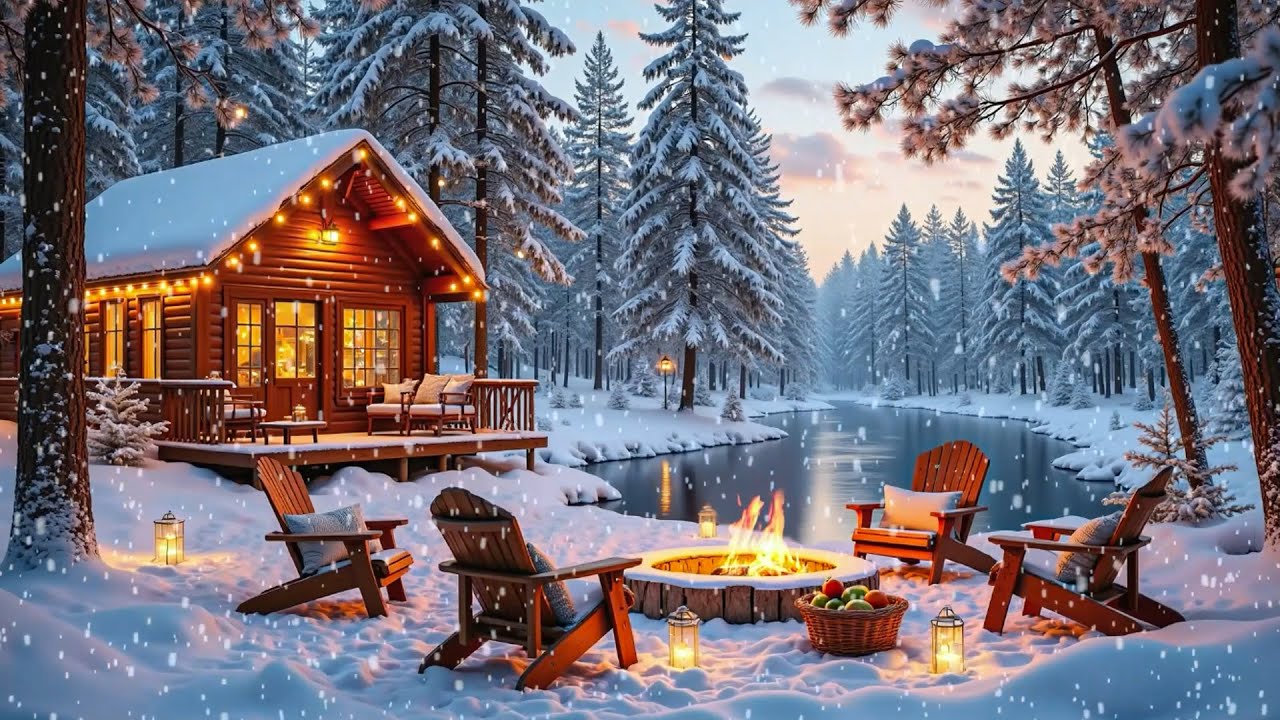 Cozy Winter Morning by the Lake | Relaxing Piano & Fireplace Ambience for Deep Focus & Inner Calm