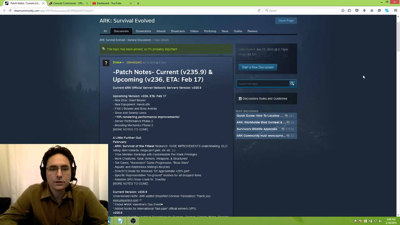 ARK Survival Evolved:  Patch Note Review Feb 18 2016 for V235.9 and V236